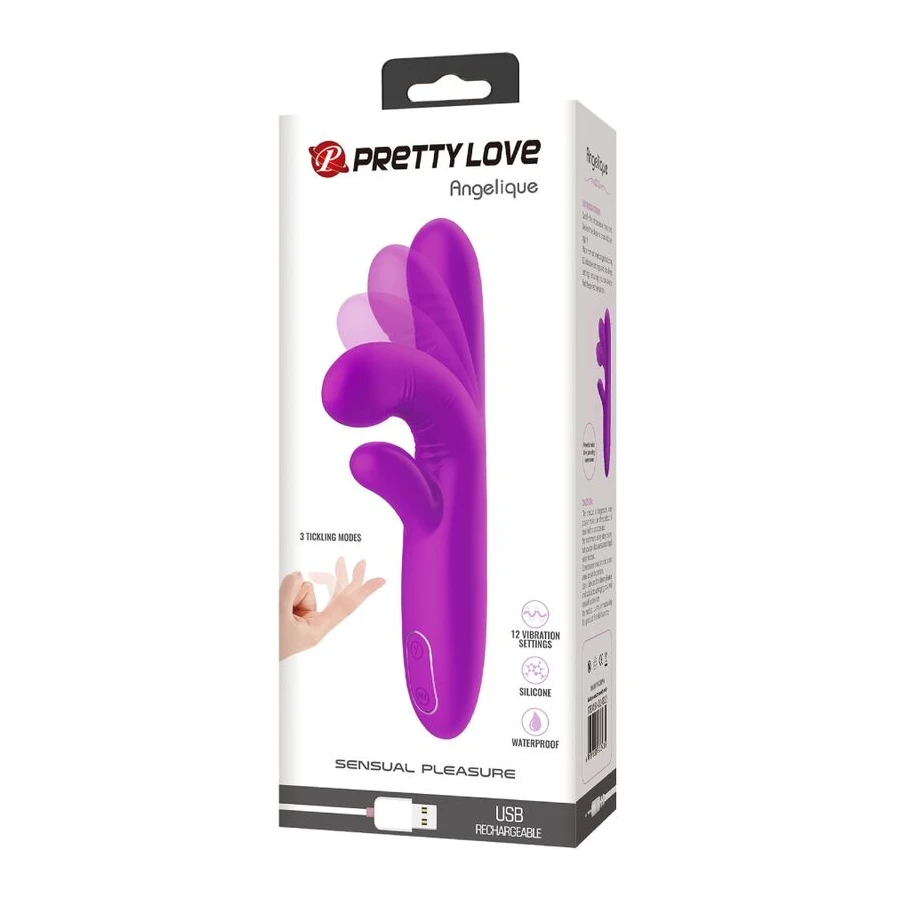 PRETTY LOVE - ANGELIQUE VIBRATORE MULTIFUNZIONE + STIMOLATORE CLITORIDE VIOLA